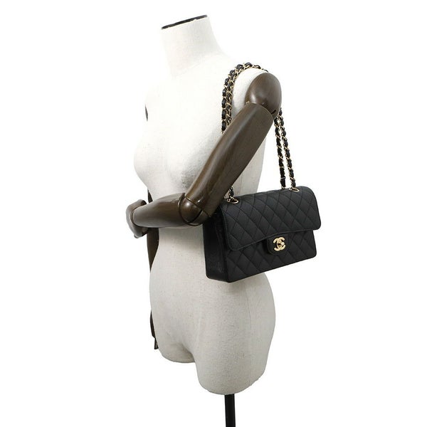 シャネル チェーンショルダーバッグ マトラッセ23 ココマーク ダブルチェーン キャビアスキン A01113 CHANEL 黒
