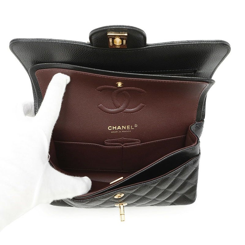 シャネル チェーンショルダーバッグ マトラッセ23 ココマーク ダブルチェーン キャビアスキン A01113 CHANEL 黒