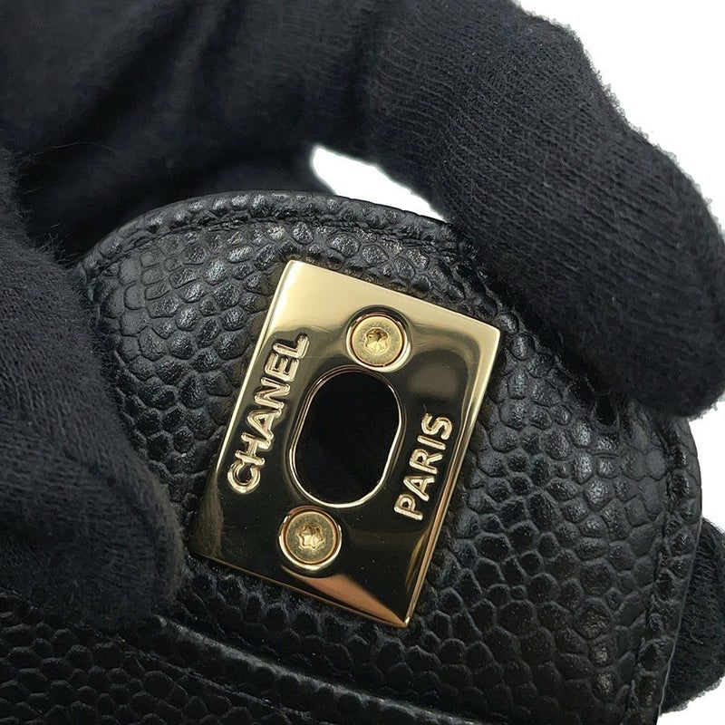 シャネル チェーンショルダーバッグ マトラッセ23 ココマーク ダブルチェーン キャビアスキン A01113 CHANEL 黒