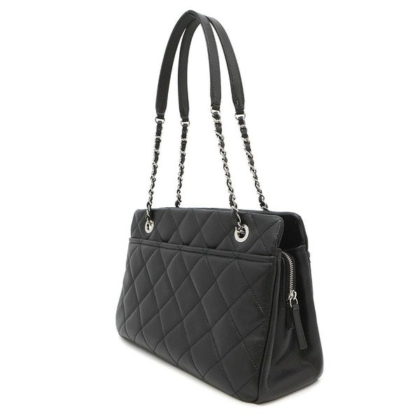 シャネル トートバッグ マトラッセ ココマーク ダブルチェーン キャビアスキン A67294 CHANEL ショルダーバッグ 黒