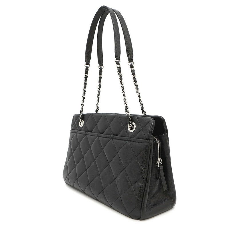 シャネル トートバッグ マトラッセ ココマーク ダブルチェーン キャビアスキン A67294 CHANEL ショルダーバッグ 黒