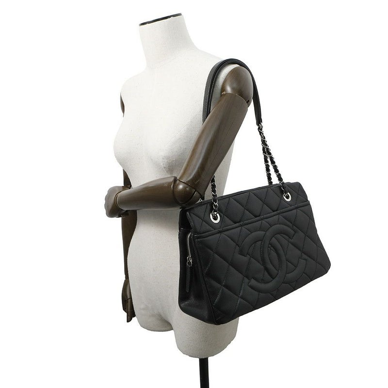 シャネル トートバッグ マトラッセ ココマーク ダブルチェーン キャビアスキン A67294 CHANEL ショルダーバッグ 黒