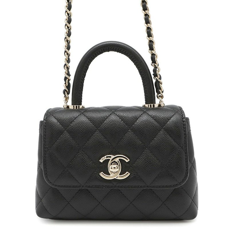 シャネル ハンドバッグ マトラッセ ココハンドル ミニミニ キャビアスキン AP4244 2wayチェーンショルダー 黒