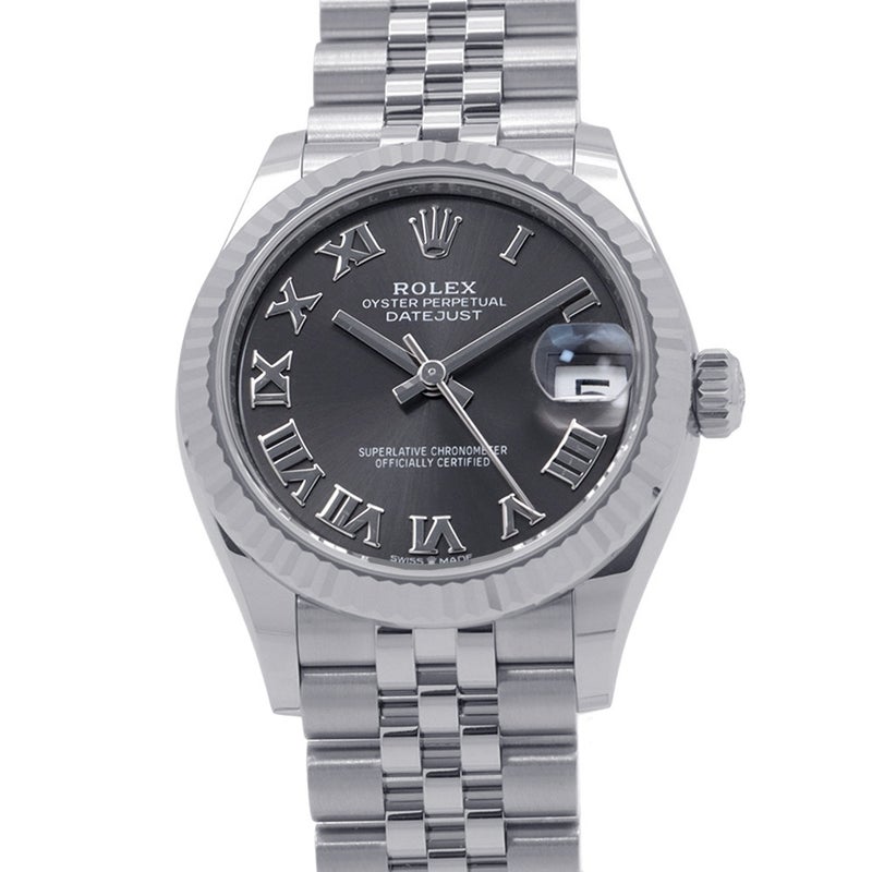 ロレックス デイトジャスト31 SS/K18WG ランダムシリアル ルーレット 278274 ROLEX 腕時計 ダークグレー文字盤