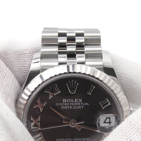 ロレックス デイトジャスト31 SS/K18WG ランダムシリアル ルーレット 278274 ROLEX 腕時計 ダークグレー文字盤