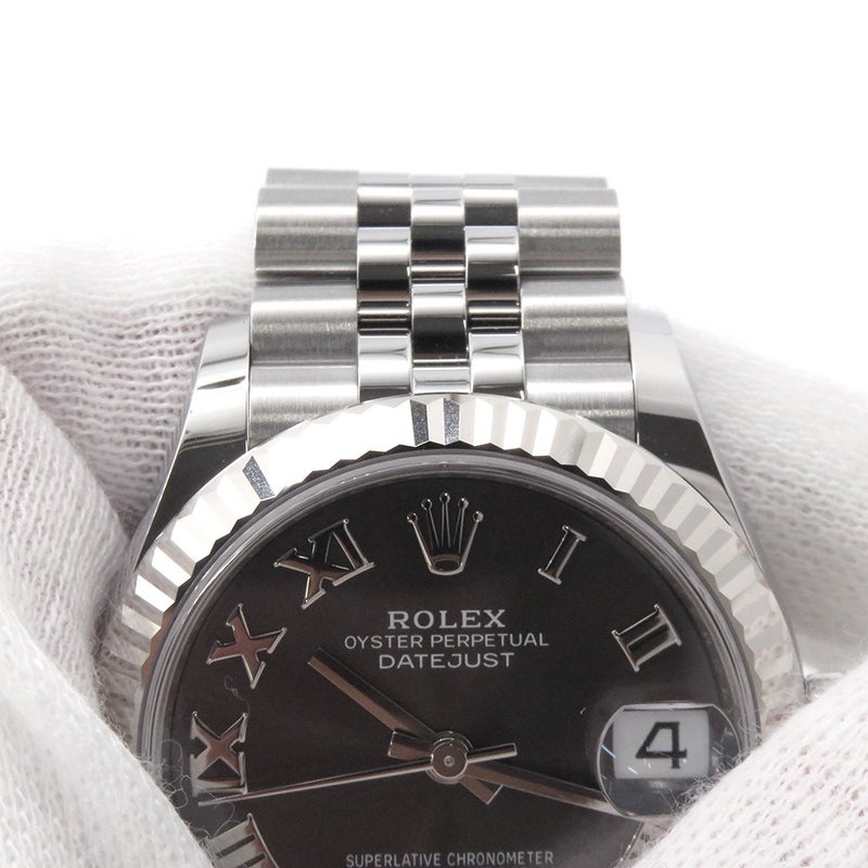 ロレックス デイトジャスト31 SS/K18WG ランダムシリアル ルーレット 278274 ROLEX 腕時計 ダークグレー文字盤