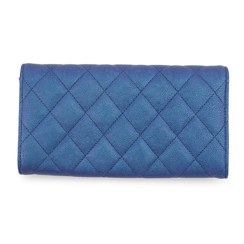 シャネル 長財布 クラシック ロング フラップ ウォレット マトラッセ ココマーク キャビアスキン AP0241 CHANEL 財布 メタリック