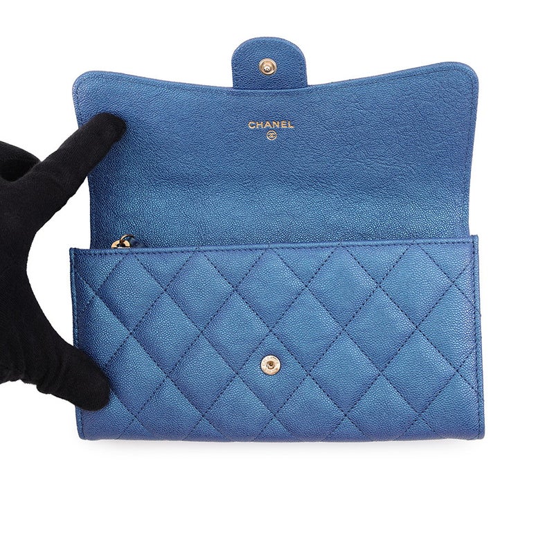 シャネル 長財布 クラシック ロング フラップ ウォレット マトラッセ ココマーク キャビアスキン AP0241 CHANEL 財布 メタリック