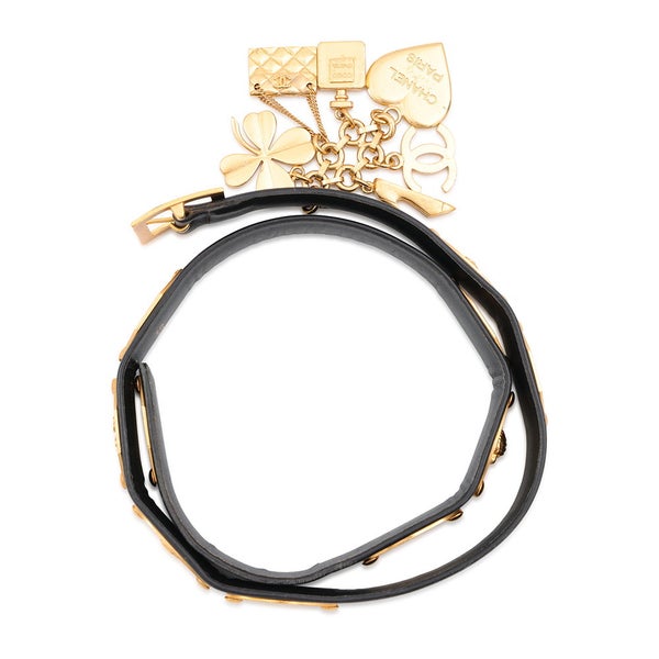 シャネル ベルト チャーム付き ココマーク レザー 96P サイズ70 CHANEL ベルト 黒
