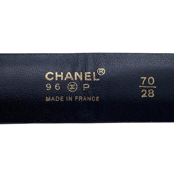 シャネル ベルト チャーム付き ココマーク レザー 96P サイズ70 CHANEL ベルト 黒