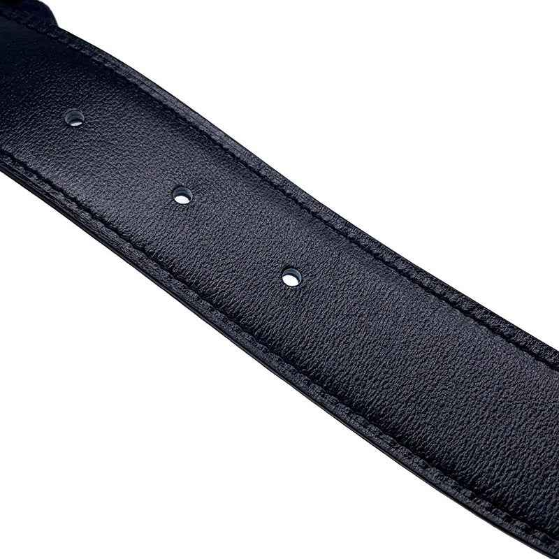 エルメス ベルト ヨッティング シェーヌダンクル ブラック/ブルーニュイ/シルバー金具 スイフト/トゴ C刻印 サイズ85 HERMES メンズ