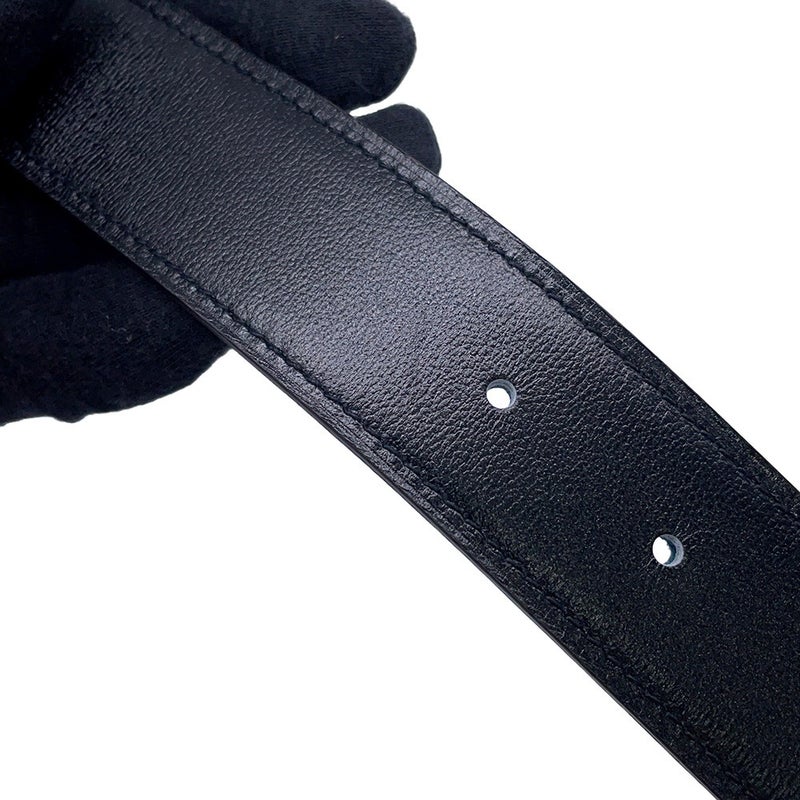 エルメス ベルト ヨッティング シェーヌダンクル ブラック/ブルーニュイ/シルバー金具 スイフト/トゴ C刻印 サイズ85 HERMES メンズ