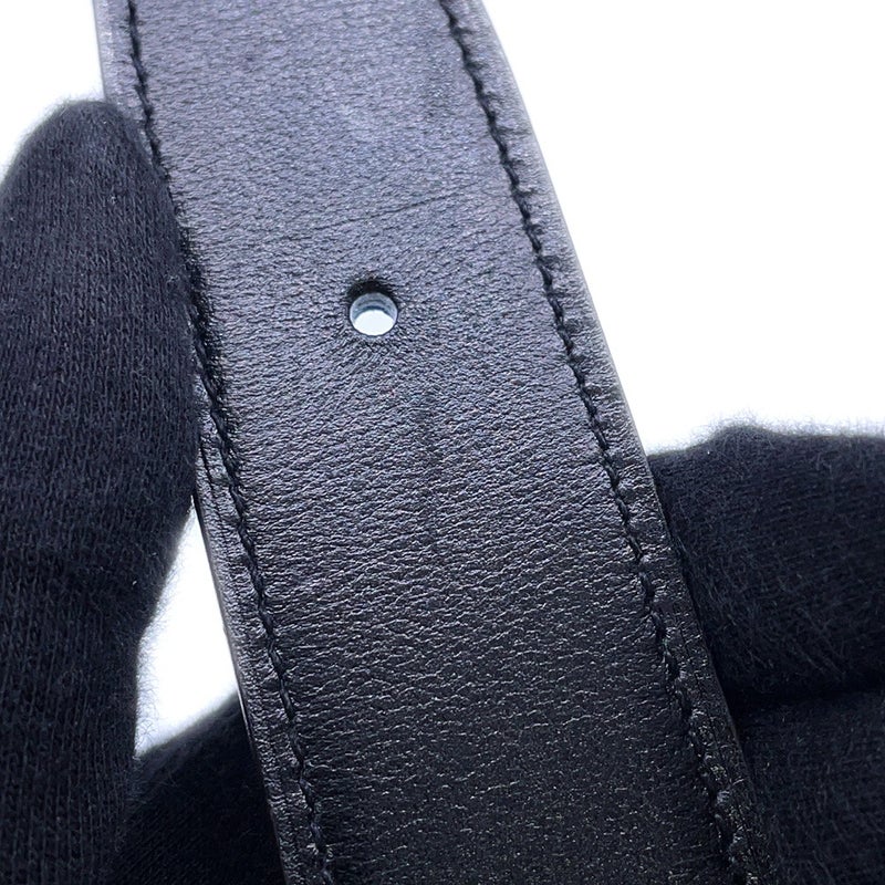 エルメス ベルト ヨッティング シェーヌダンクル ブラック/ブルーニュイ/シルバー金具 スイフト/トゴ C刻印 サイズ85 HERMES メンズ