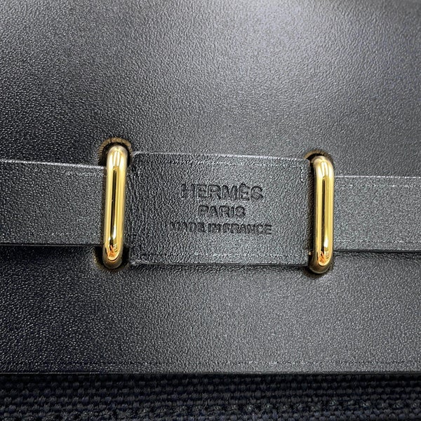エルメス ショルダーバッグ エールバッグジップ ミニ ブラック/ゴールド金具 トワルミリタリー/ヴァッシュハンター K刻印