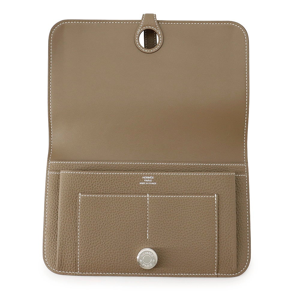 エルメス 長財布 ドゴンGM デュオ エトゥープ/シルバー金具 トゴ D刻印