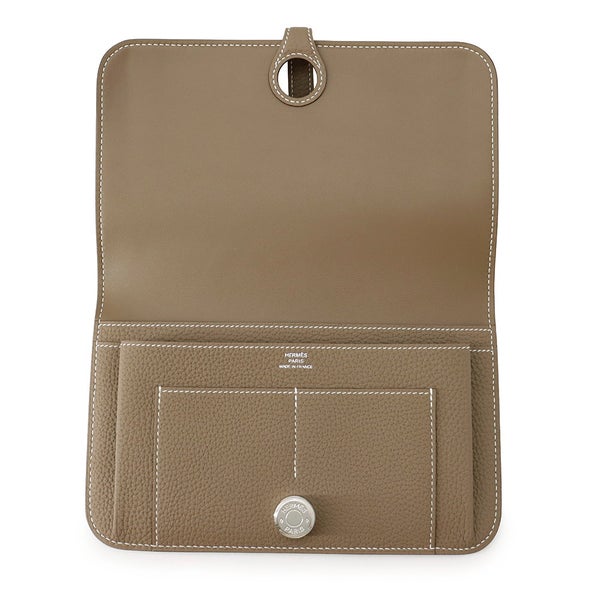 エルメス 長財布 ドゴンGM デュオ エトゥープ/シルバー金具 トゴ D刻印 HERMES 財布