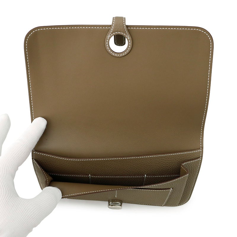 エルメス 長財布 ドゴンGM デュオ エトゥープ/シルバー金具 トゴ D刻印 HERMES 財布
