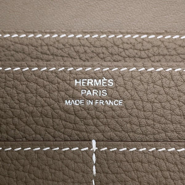 エルメス 長財布 ドゴンGM デュオ エトゥープ/シルバー金具 トゴ D刻印 HERMES 財布