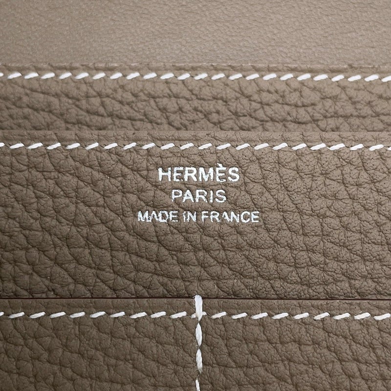 エルメス 長財布 ドゴンGM デュオ エトゥープ/シルバー金具 トゴ D刻印 HERMES 財布