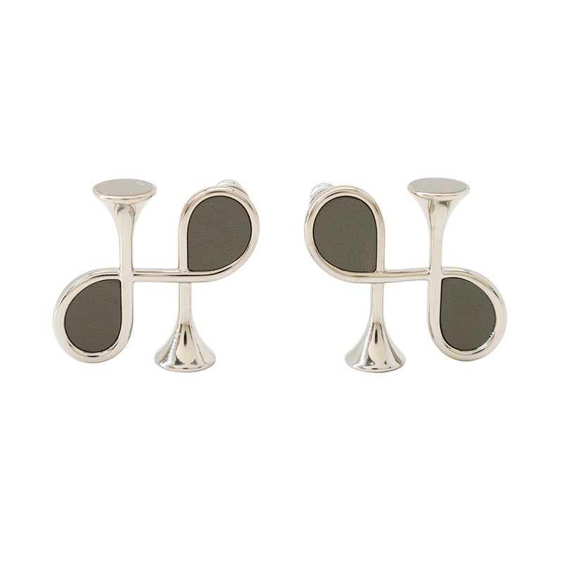 エルメス ピアス コルH グレー/シルバー金具 スイフト HERMES アクセサリー