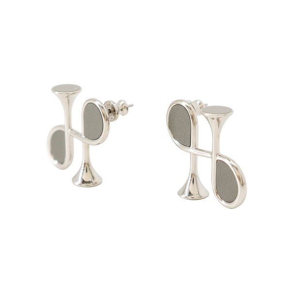 エルメス ピアス コルH グレー/シルバー金具 スイフト HERMES アクセサリー