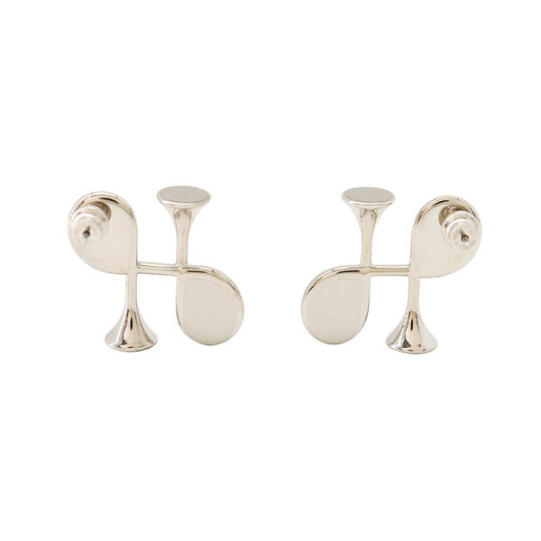 エルメス ピアス コルH グレー/シルバー金具 スイフト HERMES アクセサリー