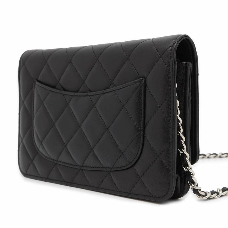 シャネル チェーンウォレット クラシック マトラッセ ココマーク ラムスキン AP0250 CHANEL 財布 黒