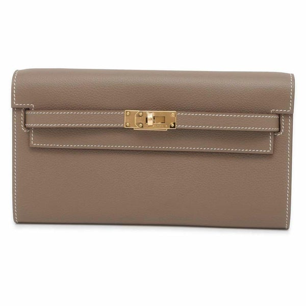 エルメス ケリーウォレット ロング トゥーゴー エトゥープ/ゴールド金具 エバーカラー B刻印