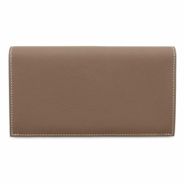 エルメス 二つ折り長財布 シチズンツイル ロング エトゥープ/シルバー金具 スイフト B刻印 財布