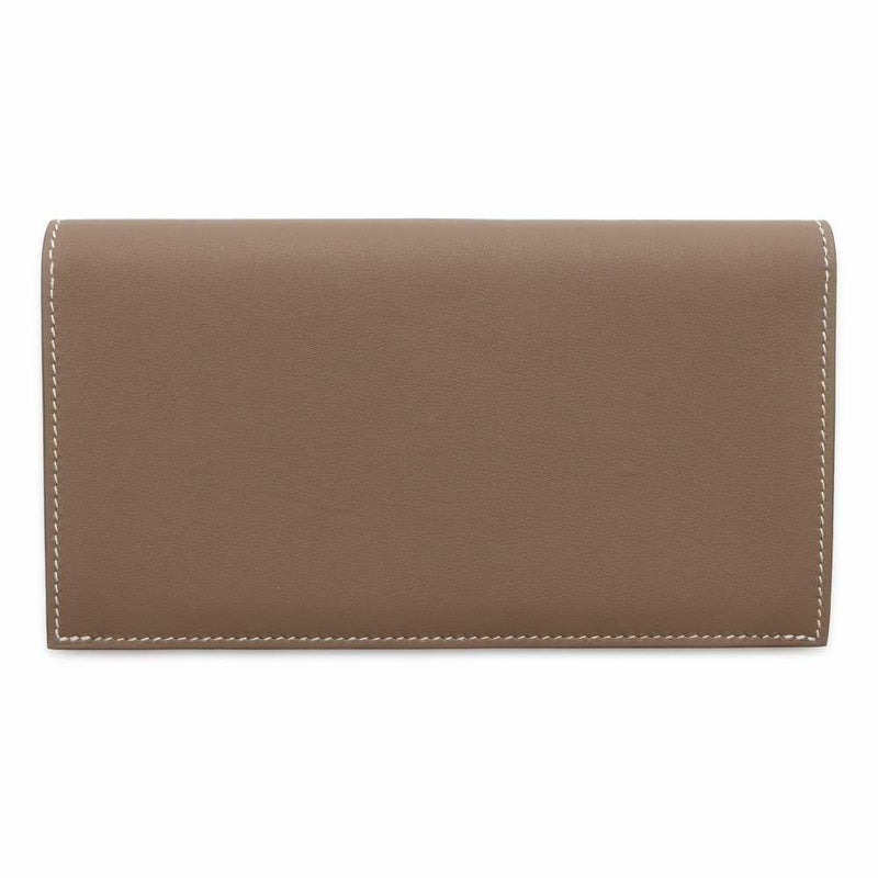 エルメス 二つ折り長財布 シチズンツイル ロング エトゥープ/シルバー金具 スイフト B刻印 財布