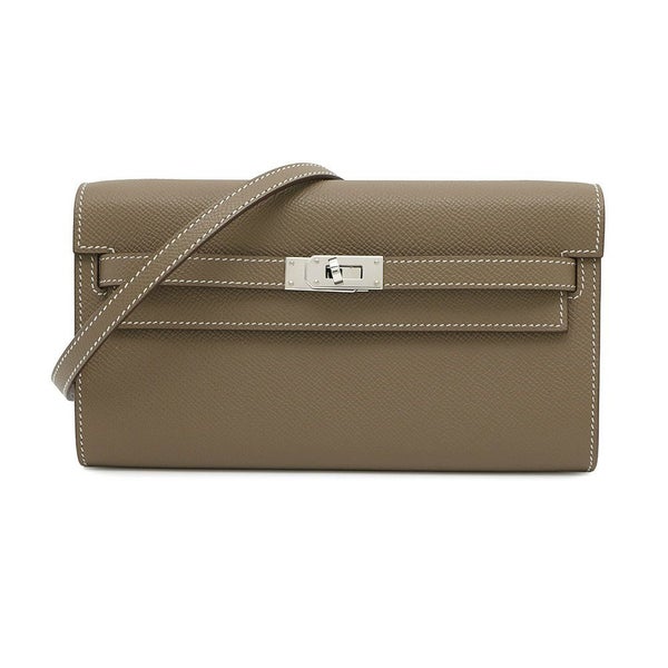 エルメス ケリーウォレット ロング トゥーゴー エトゥープ/シルバー金具 エプソン B刻印 財布