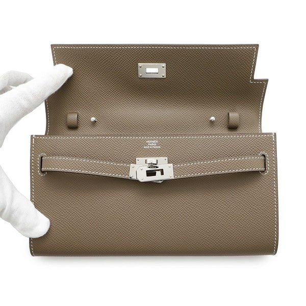 エルメス ケリーウォレット ロング トゥーゴー エトゥープ/シルバー金具 エプソン B刻印 財布