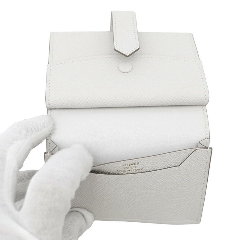 エルメス カードケース ベアン ミニ 小銭入れ付き グリスペール/ゴールド金具 エプソン B刻印 HERMES 名刺入れ コインケース