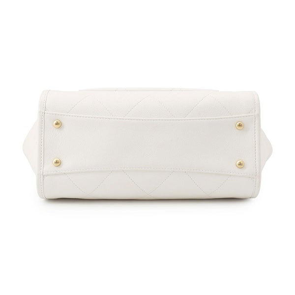 シャネル チェーントートバッグ ココマーク ステッチポケットCC キャビアスキン AS5417 CHANEL ショルダーバッグ 白