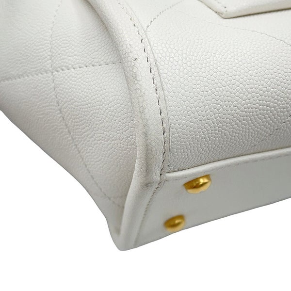 シャネル チェーントートバッグ ココマーク ステッチポケットCC キャビアスキン AS5417 CHANEL ショルダーバッグ 白