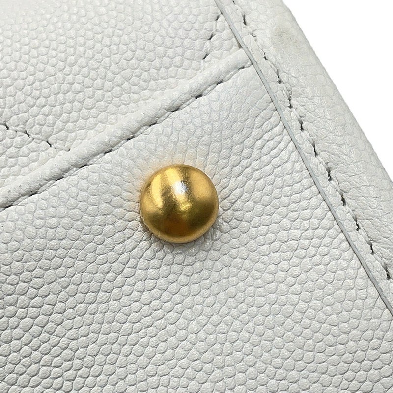 シャネル チェーントートバッグ ココマーク ステッチポケットCC キャビアスキン AS5417 CHANEL ショルダーバッグ 白