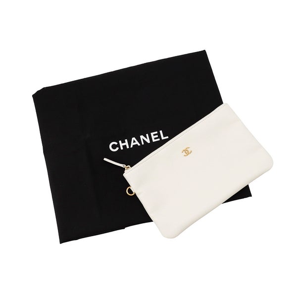シャネル チェーントートバッグ ココマーク ステッチポケットCC キャビアスキン AS5417 CHANEL ショルダーバッグ 白
