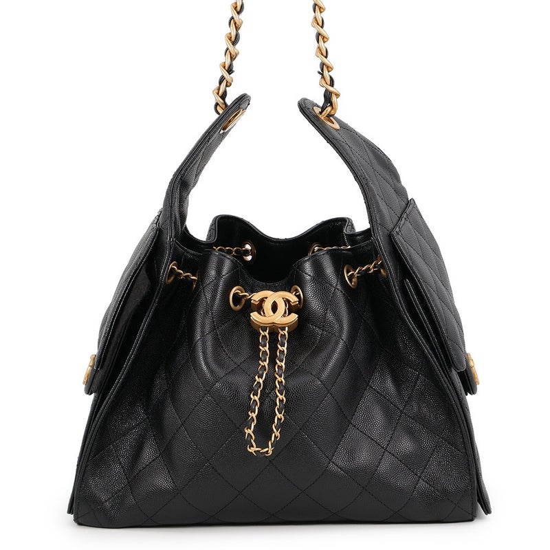 シャネル チェーンショルダーバッグ ココマーク CHANEL 25 スモール キャビアスキン AS5293 CHANEL 黒