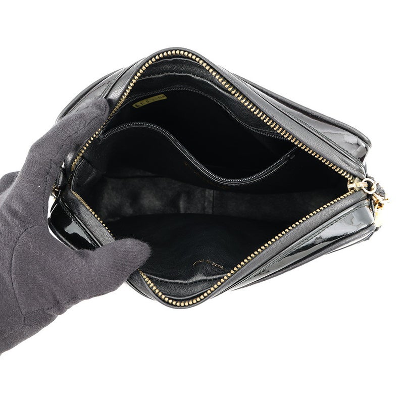 シャネル チェーンショルダーバッグ マトラッセ ココマーク パテント CHANEL 黒