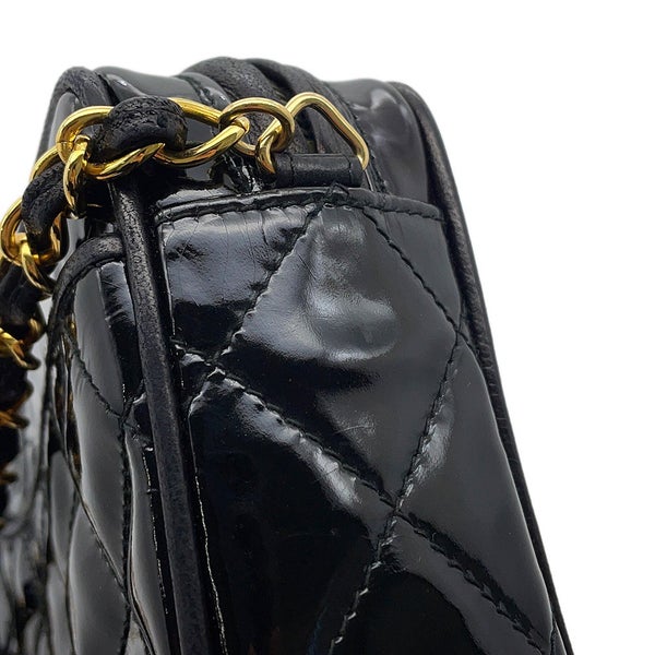 シャネル チェーンショルダーバッグ マトラッセ ココマーク パテント CHANEL 黒