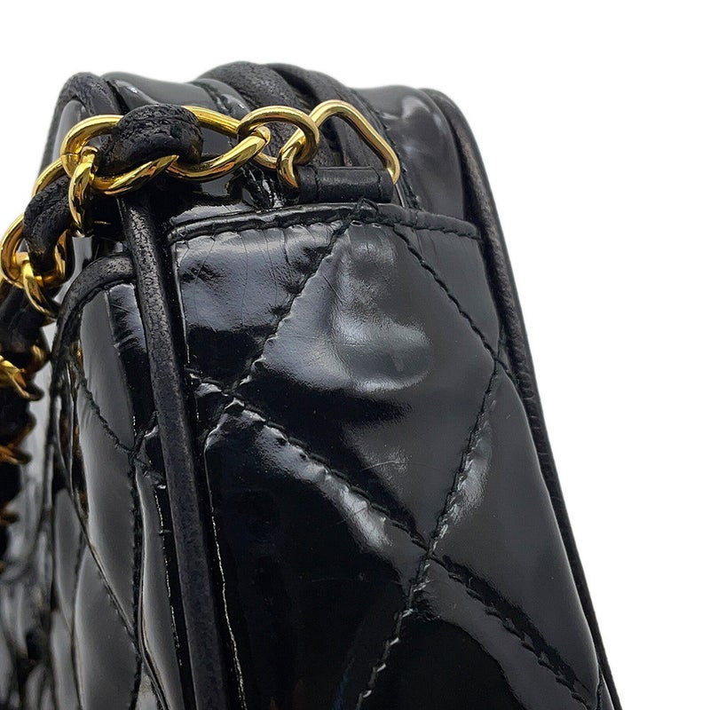 シャネル チェーンショルダーバッグ マトラッセ ココマーク パテント CHANEL 黒