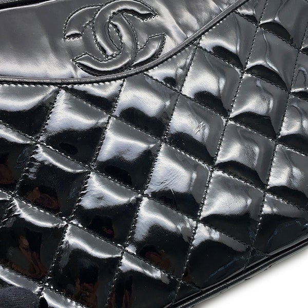 シャネル チェーンショルダーバッグ マトラッセ ココマーク パテント CHANEL 黒