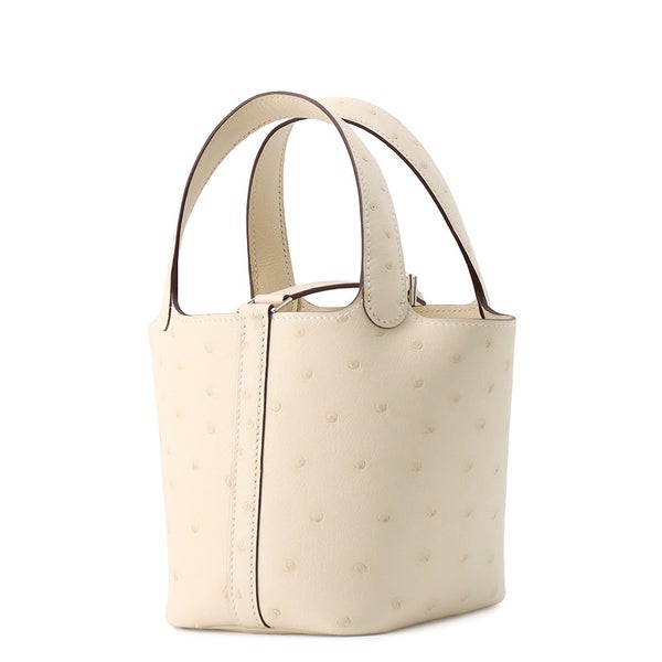 エルメス ピコタンロック マイクロ ナタ/シルバー金具 オーストリッチ G刻印 HERMES