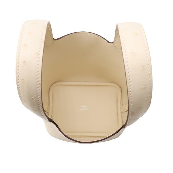 エルメス ピコタンロック マイクロ ナタ/シルバー金具 オーストリッチ G刻印 HERMES