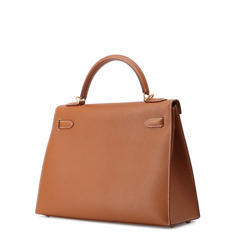 エルメス ハンドバッグ ケリー32 外縫い ゴールド/ゴールド金具 エプソン □F刻印 HERMES Kelly 2wayバッグ