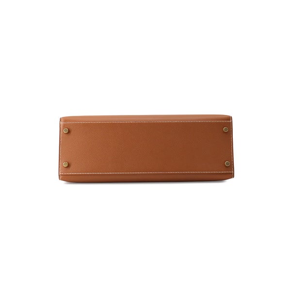 エルメス ハンドバッグ ケリー32 外縫い ゴールド/ゴールド金具 エプソン □F刻印 HERMES Kelly 2wayバッグ