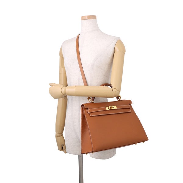 エルメス ハンドバッグ ケリー32 外縫い ゴールド/ゴールド金具 エプソン □F刻印 HERMES Kelly 2wayバッグ