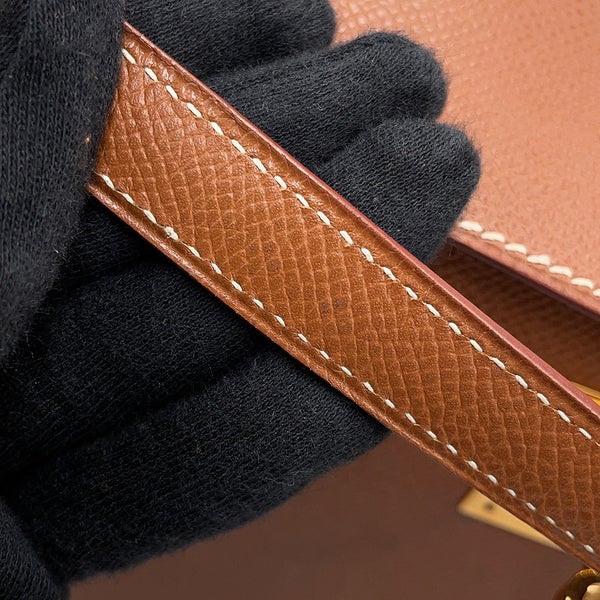 エルメス ハンドバッグ ケリー32 外縫い ゴールド/ゴールド金具 エプソン □F刻印 HERMES Kelly 2wayバッグ