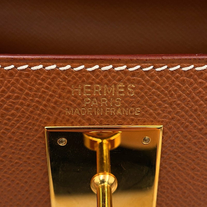 エルメス ハンドバッグ ケリー32 外縫い ゴールド/ゴールド金具 エプソン □F刻印 HERMES Kelly 2wayバッグ