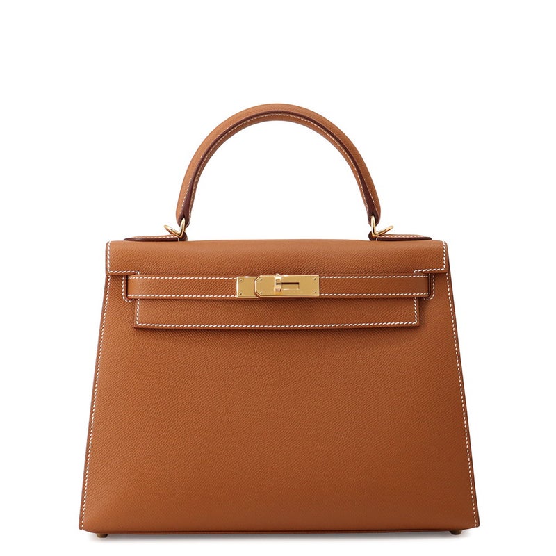 エルメス ハンドバッグ ケリー28 外縫い ゴールド/ゴールド金具 エプソン G刻印 HERMES Kelly 2wayバッグ